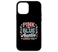 Baby Shower rosa o azul Auntie Loves You Carcasa para iPhone 12 mini