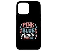 Baby Shower rosa o azul Auntie Loves You Carcasa para iPhone 13 Pro Max