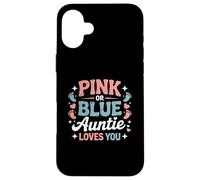 Baby Shower rosa o azul Auntie Loves You Carcasa para iPhone 16 Plus