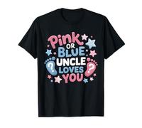 Baby Shower Rosa o Azul con Texto en inglés Uncle Loves You Camiseta