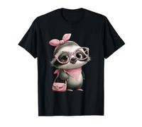 Baby Sloth Kawaii Jungle Pink Leopard Gafas Retrato Look Camiseta