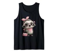 Baby Sloth Kawaii Jungle Pink Leopard Gafas Retrato Look Camiseta sin Mangas