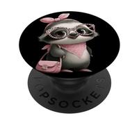 Baby Sloth Kawaii Jungle Pink Leopard Gafas Retrato Look PopSockets PopGrip Adhesivo