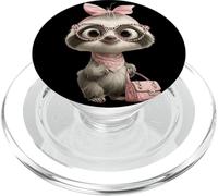 Baby Sloth Kawaii Jungle Pink Leopard Gafas Retrato Look PopSockets PopGrip para MagSafe