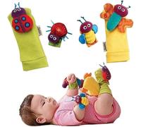 Baby Socks Toys Wrist Rattles And Foot Finders Ankle Socks Lady Bugs Set 4 Pcs