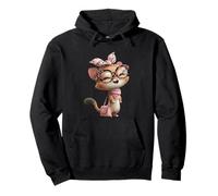 Baby Squirrel Kawaii Character Pink Leopard Glasses Retrato Sudadera con Capucha