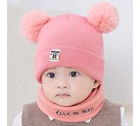 Baby Strick Winter Pom Bufanda Sombrero Niño Cálido Crochet Niñas Niños Gorro Set Cuidado Bebé Pingüino Caja de Música (Rosa, Talla Única)