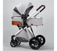Baby Stroller Carriage for Newborn, 2 in 1 Adjustable High View Baby Pram Stroller Upgraded Infant Pushchair Toddler Strollers with Rain Cover, Mosquito Net, Footmuff(Gray c)
