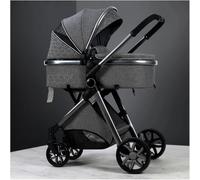 Baby Stroller Carriage for Newborn, 2 in 1 Adjustable High View Baby Pram Stroller Upgraded Infant Pushchair Toddler Strollers with Rain Cover, Mosquito Net, Footmuff(Gray b)