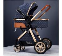 Baby Stroller Carriage for Newborn, 2 in 1 Adjustable High View Baby Pram Stroller Upgraded Infant Pushchair Toddler Strollers with Rain Cover, Mosquito Net, Footmuff(Blue)