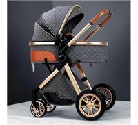 Baby Stroller Carriage for Newborn, 2 in 1 Adjustable High View Baby Pram Stroller Upgraded Infant Pushchair Toddler Strollers with Rain Cover, Mosquito Net, Footmuff(Gray a)