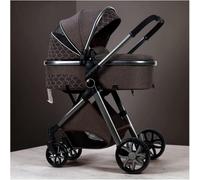 Baby Stroller Carriage for Newborn, 2 in 1 Adjustable High View Baby Pram Stroller Upgraded Infant Pushchair Toddler Strollers with Rain Cover, Mosquito Net, Footmuff(Brown)