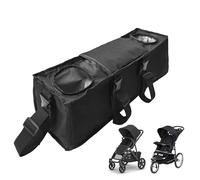 Baby Stroller Organizer, Insulated Cup Holders, Adjustable Fastener Strap, Diaper Bag Organizer for Travel, Airplane, Park, Water Bottle Storage, 19.69x5.51x6.69 Inches, Black