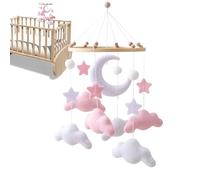 Baby Stroller Toy, Cloud Crib Mobile, Felt Decoration Toy, Soothing Sensory Game, Soft Lightweight Design, Neutral Colors, for Boys Girls, Nursing Room, Kids Bedside, Son Daughter Playtime