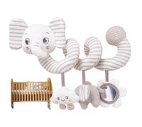 Baby Stroller Toy, Soft Spiral Plush Car Seat Toy with Bells, Squeaky Early Educational Baby Gifts for Newborn 0-3 Years, Elephant, Carseat Toys Hanging