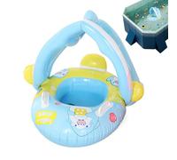 Baby Swim Float, Inflatable Pool Tube, Water Ring Raft, Built-In Sun Canopy, Secure Leg Openings, Summer Beach Travel Vacation Pool Party, 21.65x27.56x27.56 Inches, Blue, 1 Pack