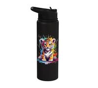 Baby Tiger Farbspritzer - Tier Kunst - für Sie und Ihn Stainless Steel Insulated Water Bottle