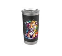 Baby Tiger Farbspritzer - Tier Kunst - für Sie und Ihn Vaso térmico de acero inoxidable de doble pared
