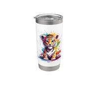 Baby Tiger Farbspritzer - Tier Kunst - für Sie und Ihn Vaso térmico de acero inoxidable de doble pared