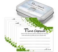 Baby Time Capsule - Caja de recuerdo de primer cumpleaños, cápsula de tiempo para juegos de fiesta de primer cumpleaños, actividades de primer cumpleaños para fiesta, 50 tarjetas de cápsulas de tiempo