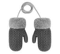 Baby Toddler Cute Winter Thicken Knitted Magic Mittens Gloves with Fleece Lining Insulated Snow Cold Weather Fluffy Mittens with Anti-Lost String for Girls Boys Age 1-4Years Xmas Gift