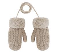 Baby Toddler Cute Winter Thicken Knitted Magic Mittens Gloves with Fleece Lining Insulated Snow Cold Weather Fluffy Mittens with Anti-Lost String for Girls Boys Age 1-4Years Xmas Gift