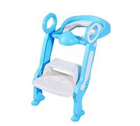 Baby Toilet Adjustable Seat with Ladder Potty Training Seat Non-Slip Cushion Potty Trainer Suitable for Boys and Girls Baby Potty Training (Color : Pink) (Blue)