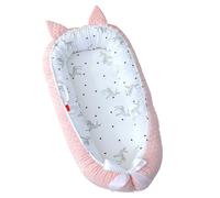Baby tumbar para recién nacido, cama de bebé de 85x50cm acogedora con orejas lindas, nido recién nacido portátil, cuna de viaje durante 0-12 meses