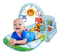 Baby Tummy Time Play Mat con música y luz Kick and Play Piano Gym Mat con sonajero colgante Baby Playmat para bebés de 0 a 36 meses Azul, adornos para exteriores
