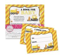 Baby Under Construction Tarjetas "Bring a Book" para baby showers, 20 tarjetas de inserción de doble cara de 2.5 x 4 pulgadas de Amanda Creation, invita a los invitados a traer un libro para el bebé