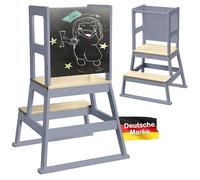 Baby Vivo Torre de Aprendizaje de Madera con Pizarra - Torre Montessori para niños y bebés de 18 Meses a 3 Años para Aprender a Cocinar Learning Tower para Niños en Gris