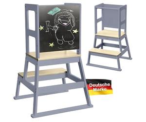 Baby Vivo Torre de Aprendizaje de Madera con Pizarra - Torre Montessori para niños y bebés de 18 Meses a 3 Años para Aprender a Cocinar Learning Tower para Niños en Gris