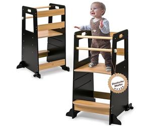 Baby Vivo Torre de Aprendizaje de madera Regulable en Altura - Torre Montessori para niños y bebés a partir de 1 año para Aprender a Cocinar Learning Tower para Niños Noah en Negro