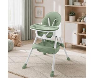 Baby Vivo Trona de bebe 2en1 Silla para Niños con desmontable Bandeja para Niño convertible en Sillita de 6 meses a 3 años - cesta colgante - Oscar en Verde