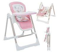 Baby Vivo Trona de Bebé 3in1 Hamaca para Niños Con Reposapiés - Silla Mecedora Ajustable en Altura Con Respaldo, Bandeja Desmontable - Lulu en Rosa