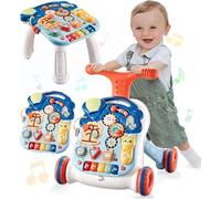 Baby Walker 3 en 1 Sit-to-Stand Learning Walker Centro de actividades para niños con diseño de aumento de peso, luces de mesa, volante, juguete educativo multifuncional para niños y niñas (colorido)