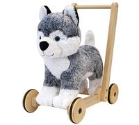 Baby Walker Push & Ride On 2in1 Sit & Stand Toy Sturdy Wooden Frame & Wheels Easy Slide Toddler Babies Girls & Boys Play & First Steps 1 Year Old Plush Padded Seat & Body by Little Bird Told Me