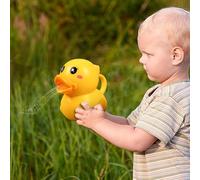Baby Watering Can - PP 12x6.5x10cm | Rubber Bath Duck Toy with Container Yellow Duck Sprayer Pitcher Bucket, Water Can for Kids | Yard Flower Bathroom Beach Indoor Gardening Activities
