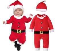 Baby Weihnachtsmann KostüM,Baby Weihnachtsoutfit Junge Und MäDchen,Baby Weihnachtskostüm Warm Halten, Baby WeihnachtsmüTze Weihnachtself Kostüm,Weihnachten Geschenk FüR Babys Im Alter Von 3-18 Monaten