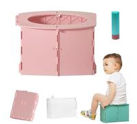 Baby Whisper Co Travel Potty, Pottypal - Portable Potty, Portable Potty Seat for Toddler Travel, Foldable Potty Seat with Cleaning Bags for Car Camping Outdoor and Indoor (Pink)