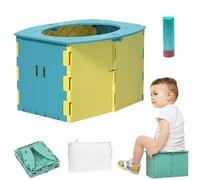 Baby Whisper Co Travel Potty, Pottypal - Portable Potty, Portable Potty Seat for Toddler Travel, Foldable Potty Seat with Cleaning Bags for Car Camping Outdoor and Indoor (Blue+Yellow)