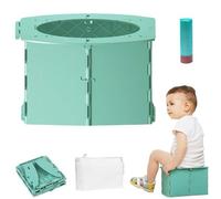 Baby Whisper Co Travel Potty, Pottypal - Portable Potty, Portable Potty Seat for Toddler Travel, Foldable Potty Seat with Cleaning Bags for Car Camping Outdoor and Indoor (Green)