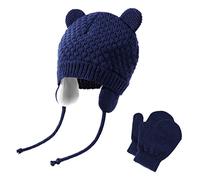 Baby Winter Gat Baby Baby Baby Bear Histor de invierno Baby Geanie Earllap Cálida para el otoño Invierno 2 PCS azul marino