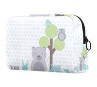 Baby Woodland Friends - Bolsa de cosméticos para mujer, neceser de viaje, bolsa organizadora de maquillaje grande con cremallera, multicolor, 18.5x7.5x13cm/7.3x3x5.1in, Neceser