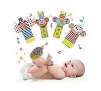 Baby Wrist Rattles & Foot Rattle Socks Set, Baby Rattles for Babies 0-6 Months, Play Socks & Baby Toys 0/3/6/12 Months, Newborn Rattle Toys for Baby S