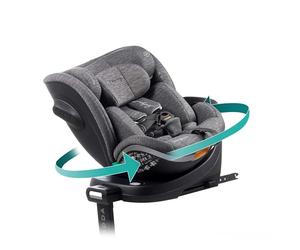 BABYAUTO - SCUDDA SIGNATURE - Silla de Coche para niños, Homologada iSize Evolutiva, 0-36 kg, 0-12 Años, Rotación 360°, Isofix, Protección Lateral, Memory Foam, Pata de apoyo. GREY DOBBY