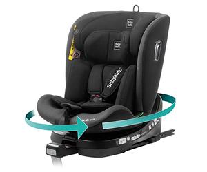 BABYAUTO - Silla de coche i-Size AITANA GR. 0+/1/2/3 hasta los 36Kg o 150 cm, Edad: 0 a 12 años - Giratoria y Reclinable - Pata de apoyo, A contramarcha 18 Kg - ISOFIX Color: Negro/Antracita