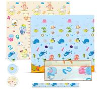 Babybaipro- Alfombra Bebé Acolchada Plegable 200x180x1 cm Reversible XPE Impermeable y No Tóxica - Tapete de Juego Infantil con Bolsa de Transporte e Ideal para Regalo