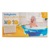 Babybaño Esponja Jabonosa Desechable para Bebés y Niños de 0 a 3 Años. Esponja de Baño de Un Solo Uso con Gel Pediátrico y Dermatológico. Envase Individual. 25 Unidades