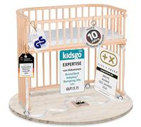 babybay Boxspring XXL Cama cododo de Madera de Haya Maciza/compacta y modulable/Altura de la Cama Ajustable Continua/Cuna evolutiva (Barniz Natural) / con colchón, Barras, Ruedas